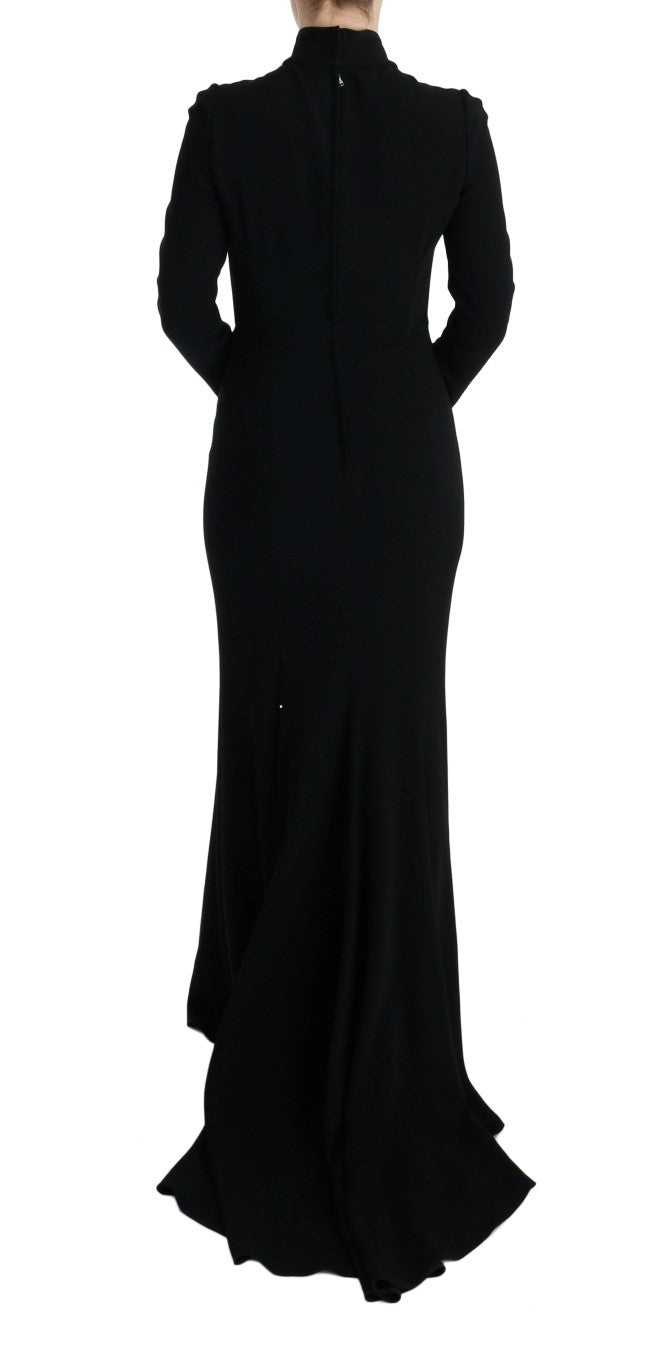 Dolce &amp; Gabbana Black Stretch Long Gown Sheath Dress women’s dress