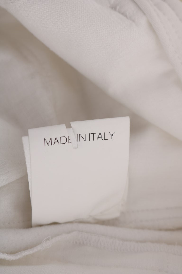 Pantalon slim blanc en coton chic Ermanno Scervino