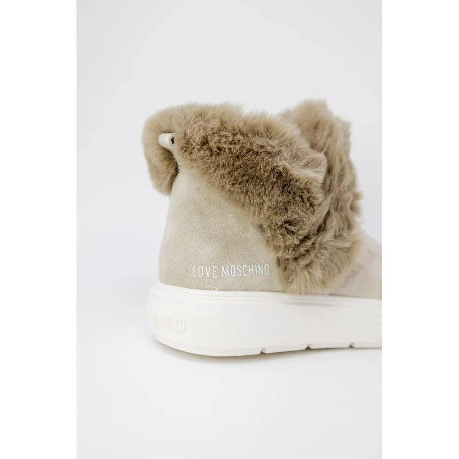 Love Moschino Beige Leather Chunky Sneakers