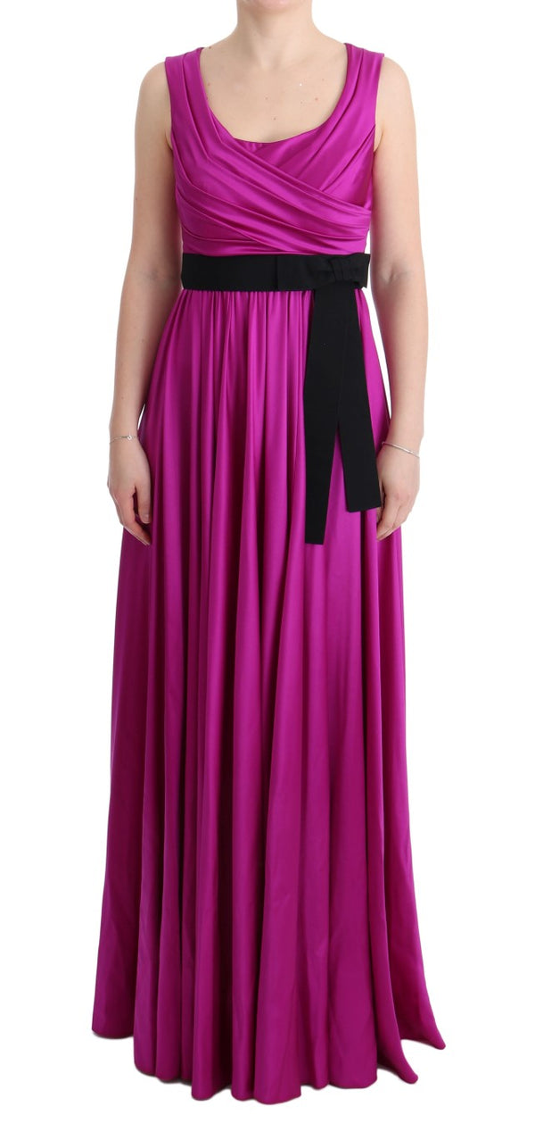 Dolce & Gabbana Pink Silk Stretch Shift Long Dress women’s dress