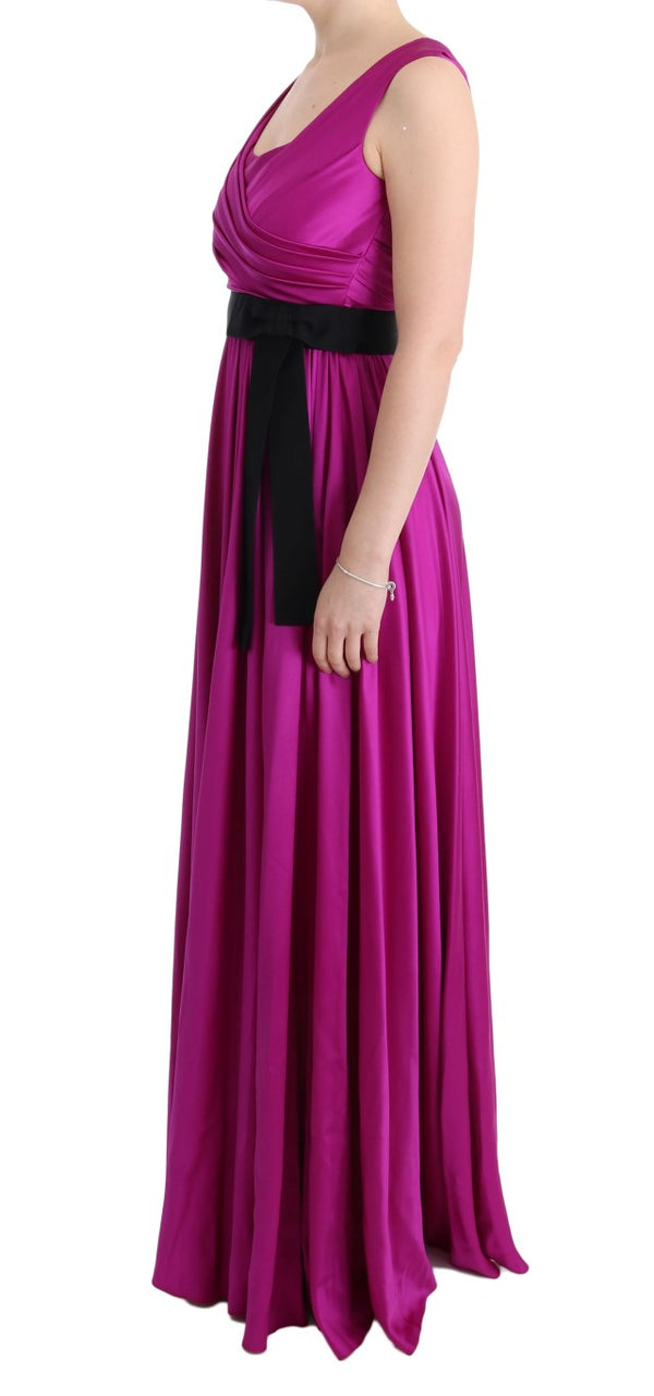 Dolce & Gabbana Pink Silk Stretch Shift Long Dress women’s dress