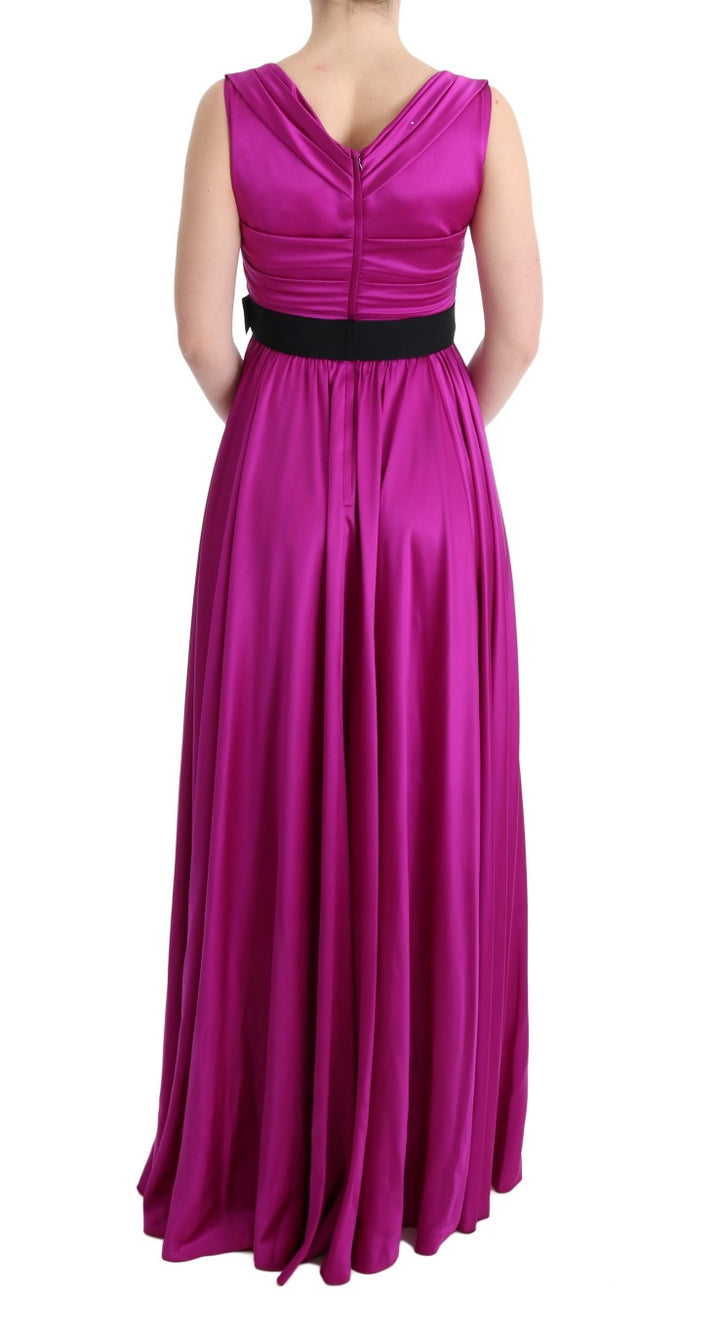 Dolce &amp; Gabbana Pink Silk Stretch Shift Long Dress women’s dress