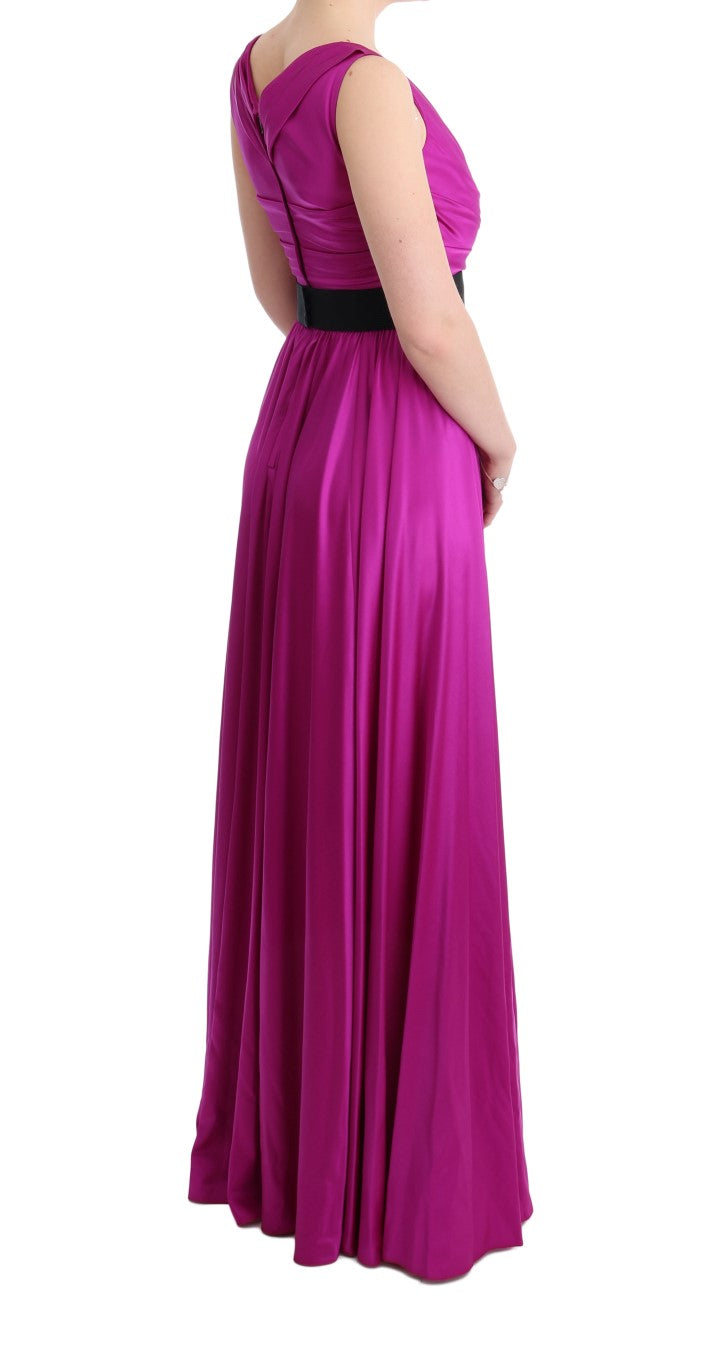 Dolce &amp; Gabbana Pink Silk Stretch Shift Long Dress women’s dress