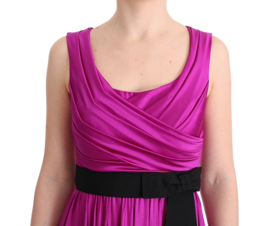 Dolce &amp; Gabbana Pink Silk Stretch Shift Long Dress women’s dress