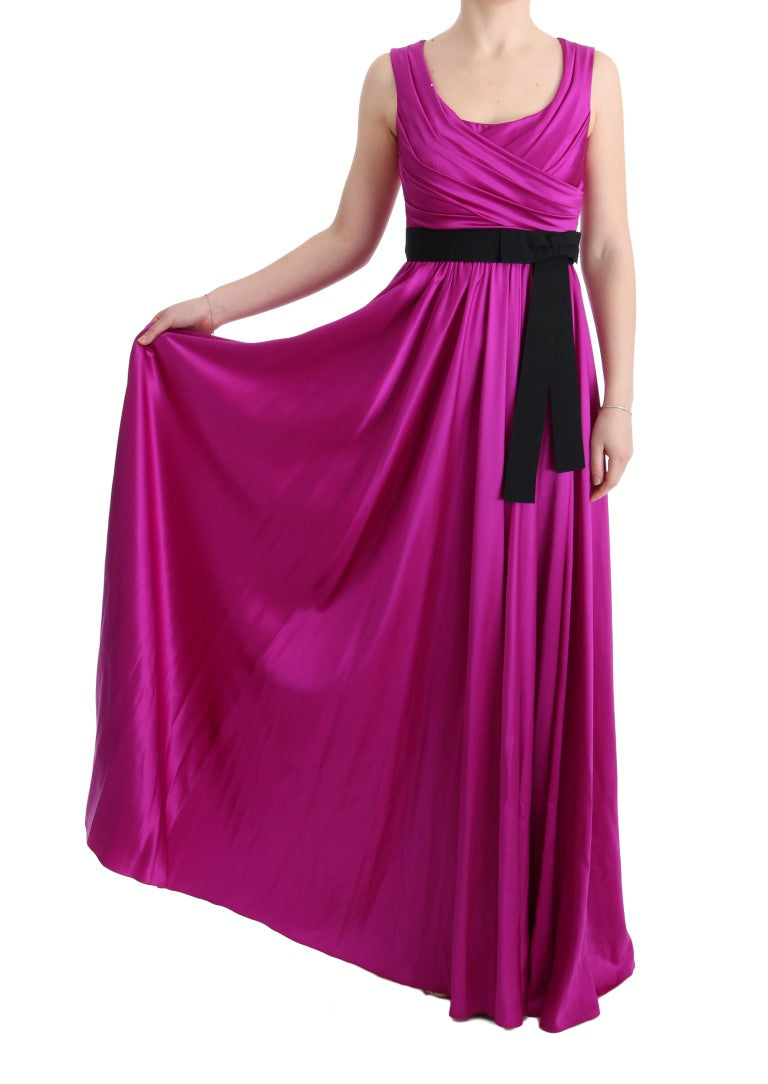 Dolce &amp; Gabbana Pink Silk Stretch Shift Long Dress women’s dress