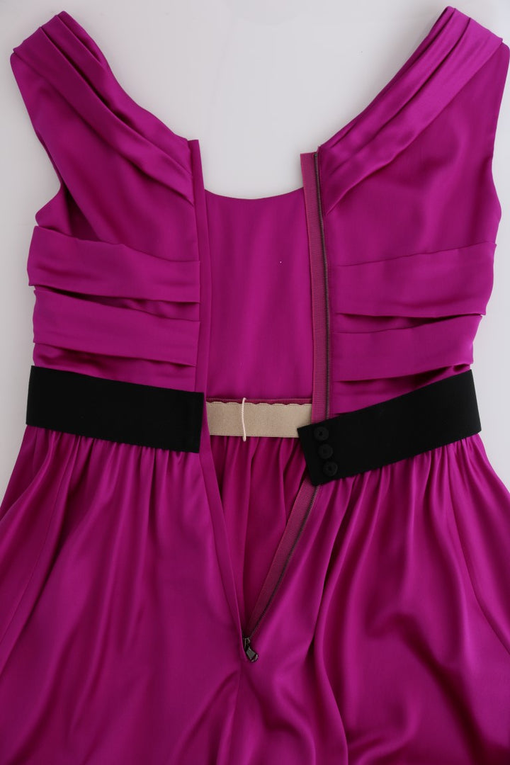 Dolce &amp; Gabbana Pink Silk Stretch Shift Long Dress women’s dress