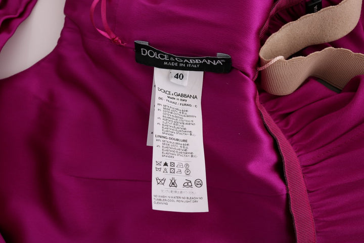Dolce &amp; Gabbana Pink Silk Stretch Shift Long Dress women’s dress