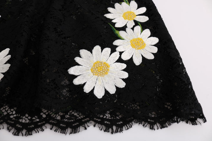 Dolce &amp; Gabbana Black Floral Lace Chamomile Sicily Dress women’s dress