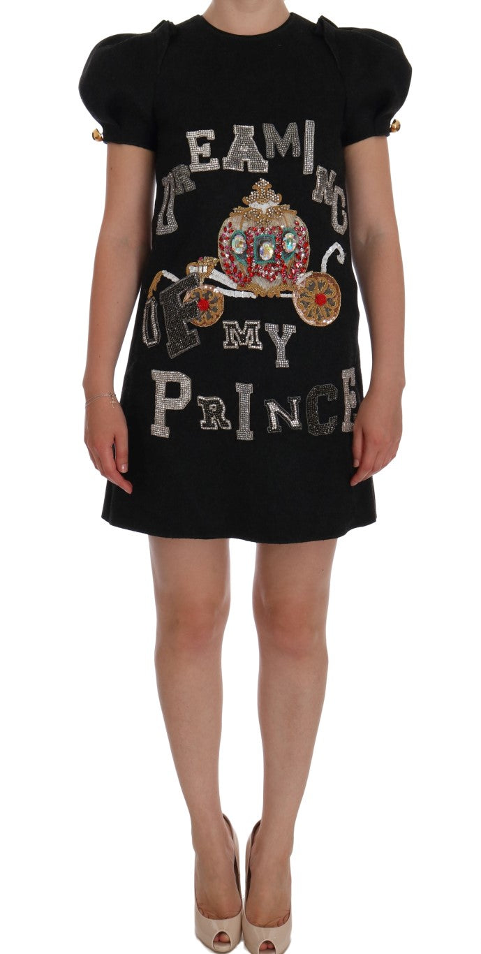 Dolce &amp; Gabbana Gray Crystal ’Dreaming of My Prince’ Dress women’s dress