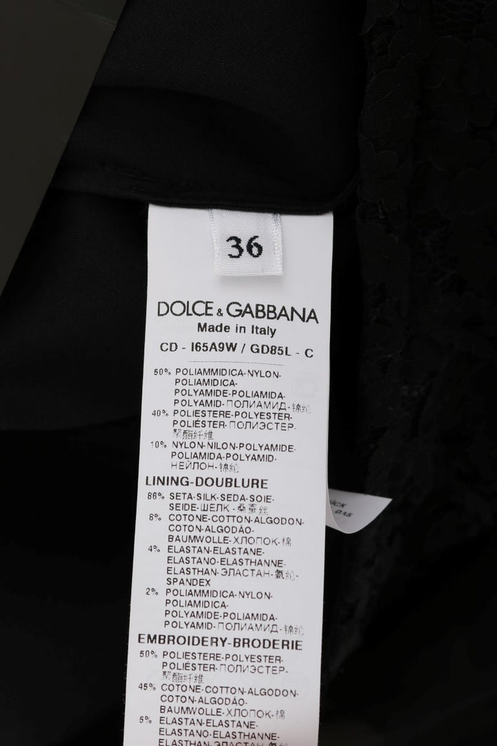 Dolce &amp; Gabbana Black Lace Red Heart Shift Dress women’s dress