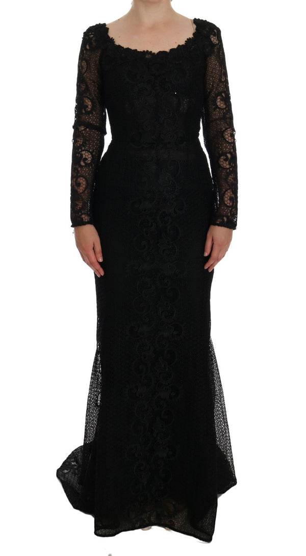 Dolce & Gabbana Black Floral Sheath Dress women’s dress