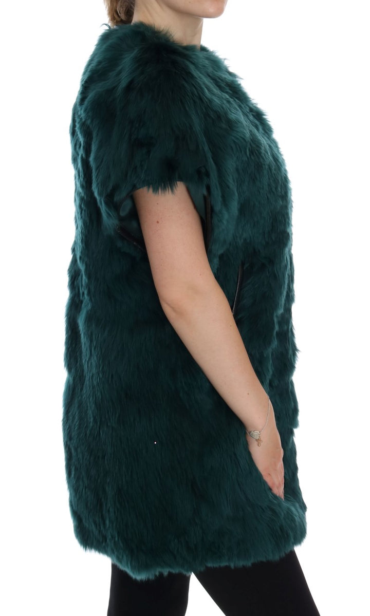 Dolce &amp; Gabbana - Gilet long en fourrure d'alpaga verte exquise
