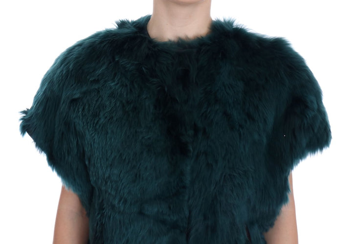 Dolce &amp; Gabbana - Gilet long en fourrure d'alpaga verte exquise