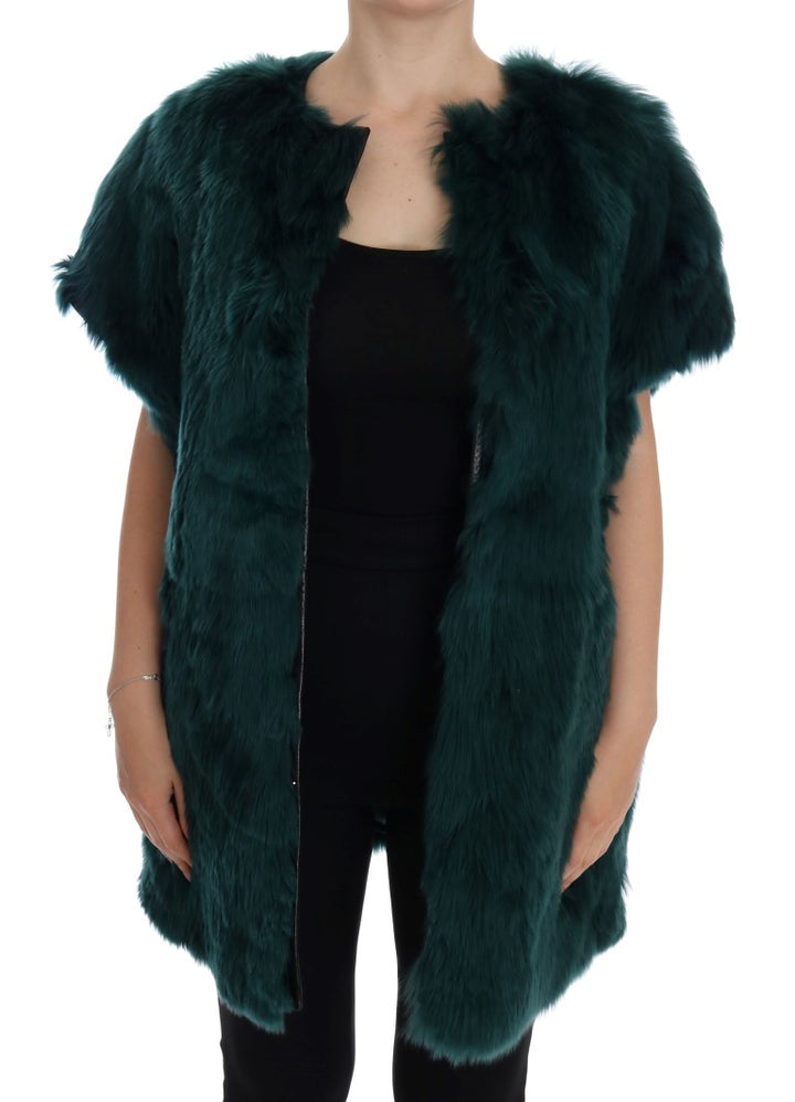 Dolce &amp; Gabbana - Gilet long en fourrure d'alpaga verte exquise