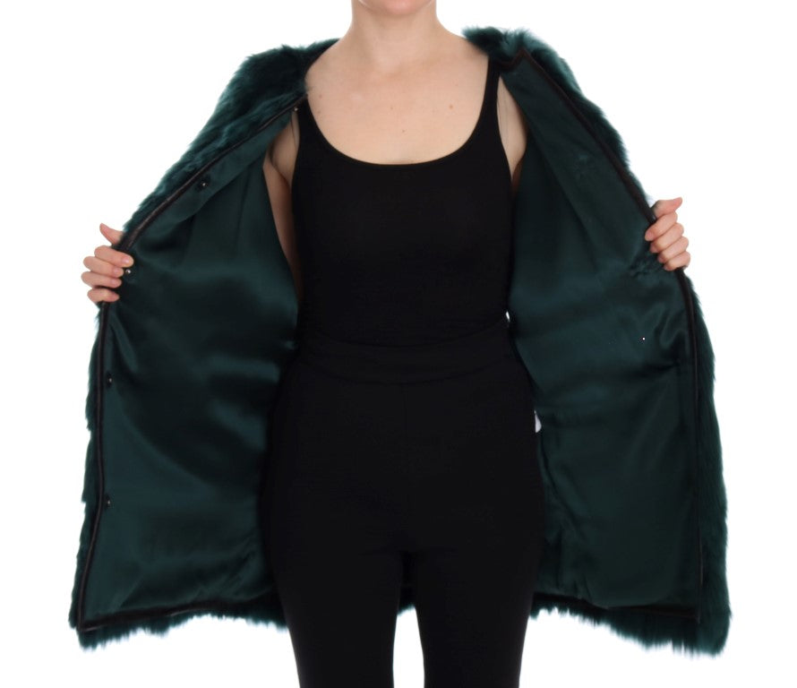 Dolce &amp; Gabbana - Gilet long en fourrure d'alpaga verte exquise