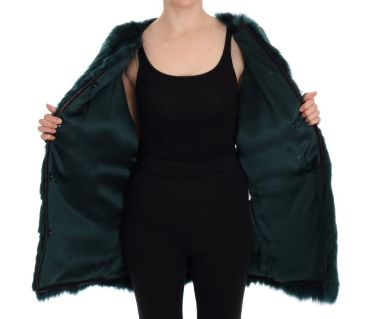Dolce &amp; Gabbana - Gilet long en fourrure d'alpaga verte exquise