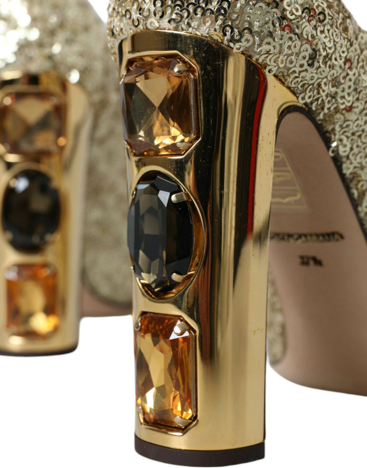 Escarpins à talons et paillettes dorées Dolce &amp;amp; Gabbana