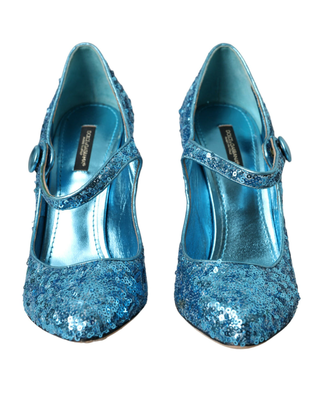 Zapatos de tacón alto Mary Jane con lentejuelas azules de Dolce &amp;amp; Gabbana