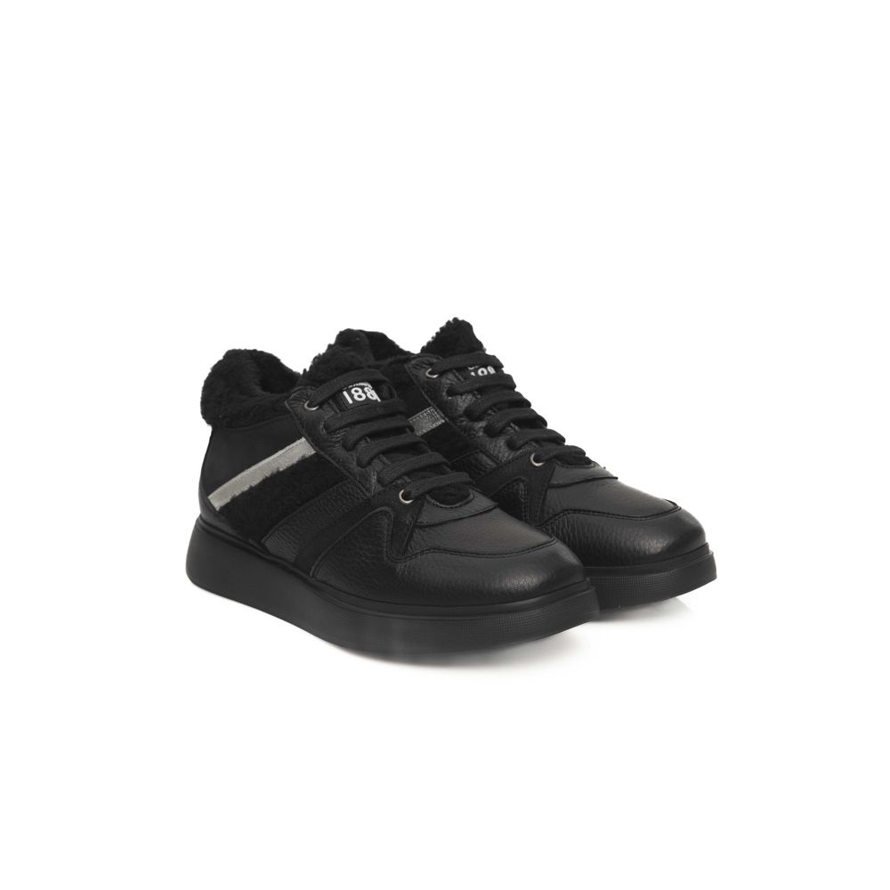 Cerruti 1881 Black Cowhide Women Platform Sneaker