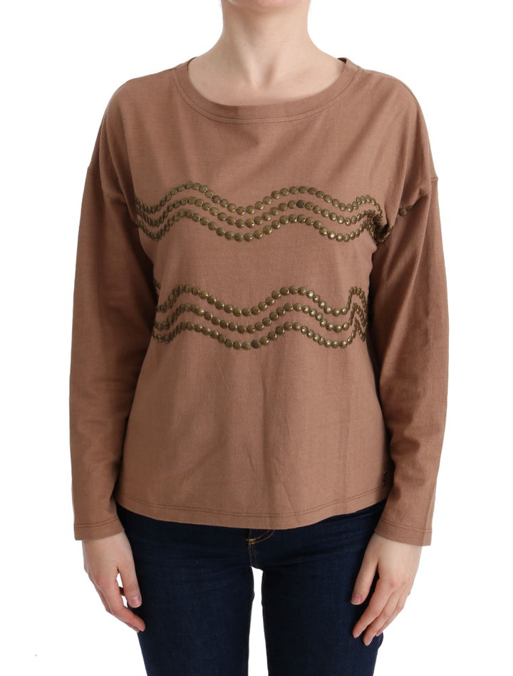 Pull ras du cou en coton marron chic John Galliano