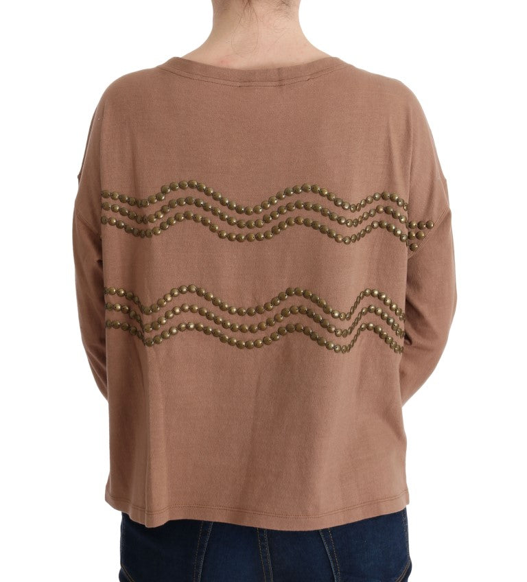 Pull ras du cou en coton marron chic John Galliano