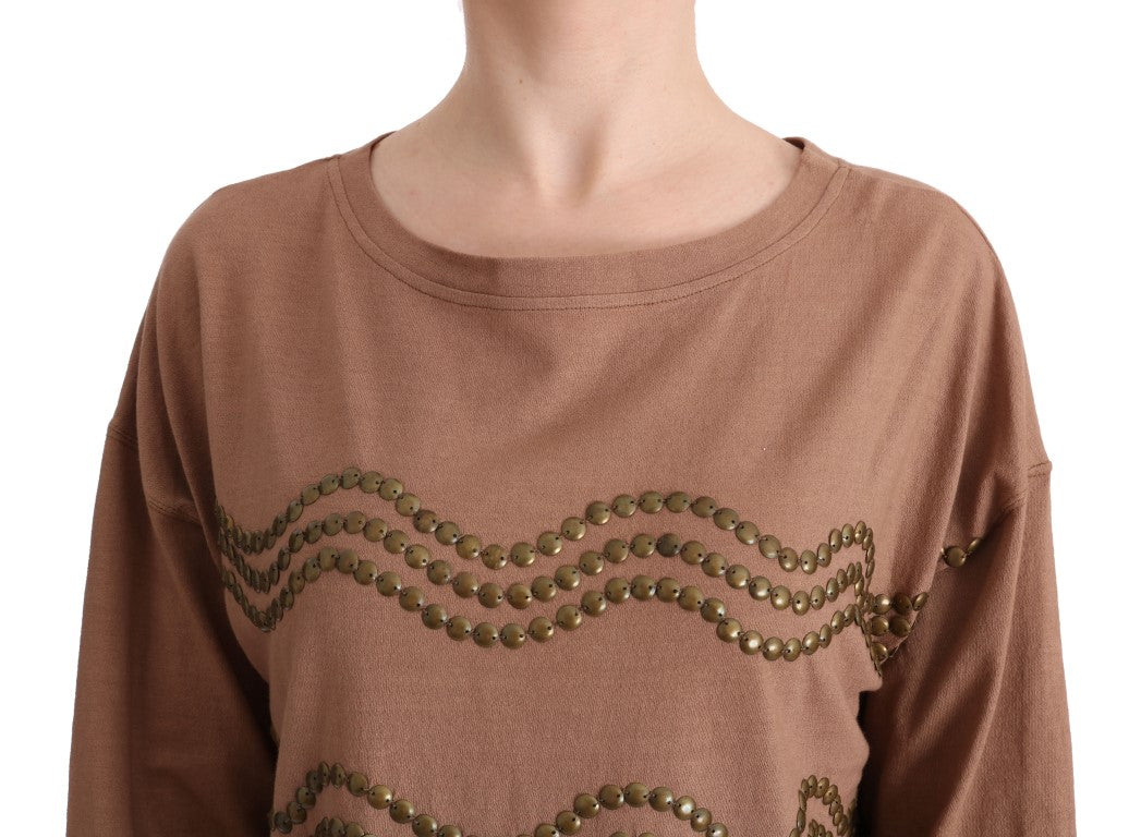 Pull ras du cou en coton marron chic John Galliano