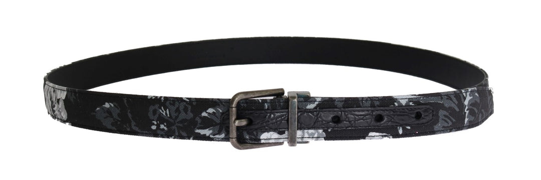 Dolce &amp; Gabbana Black Cayman Linen Leather Belt