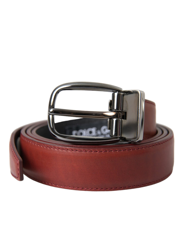 Ceinture Dolce &amp;amp; Gabbana en cuir marron avec boucle en métal argenté pour homme