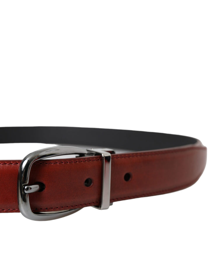 Ceinture Dolce &amp;amp; Gabbana en cuir marron avec boucle en métal argenté pour homme
