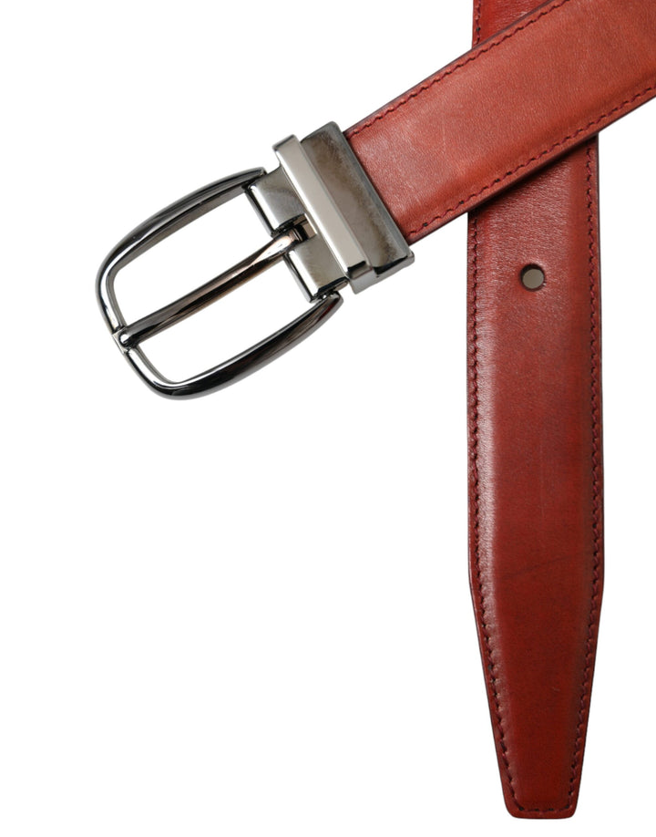 Ceinture Dolce &amp;amp; Gabbana en cuir marron avec boucle en métal argenté pour homme