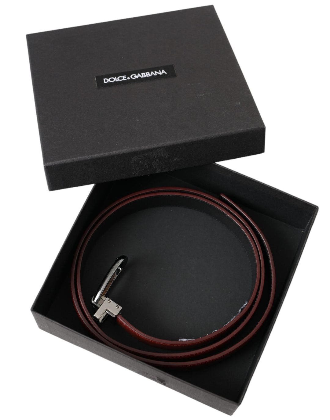 Ceinture Dolce &amp;amp; Gabbana en cuir marron avec boucle en métal argenté pour homme