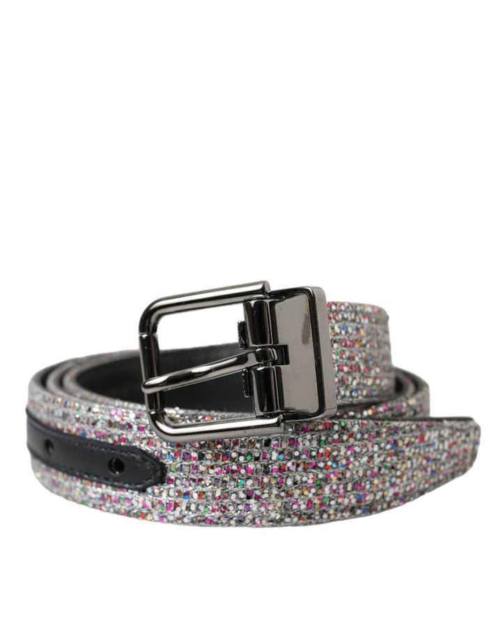 Ceinture Dolce &amp;amp; Gabbana à boucle en métal argenté ornée de motifs multicolores