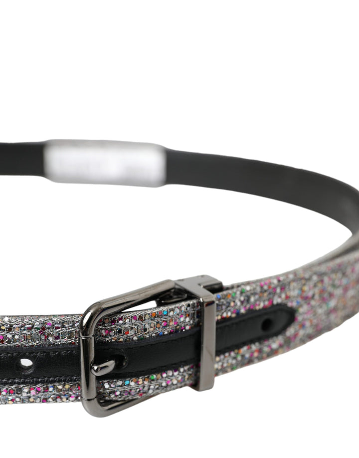 Ceinture Dolce &amp;amp; Gabbana à boucle en métal argenté ornée de motifs multicolores