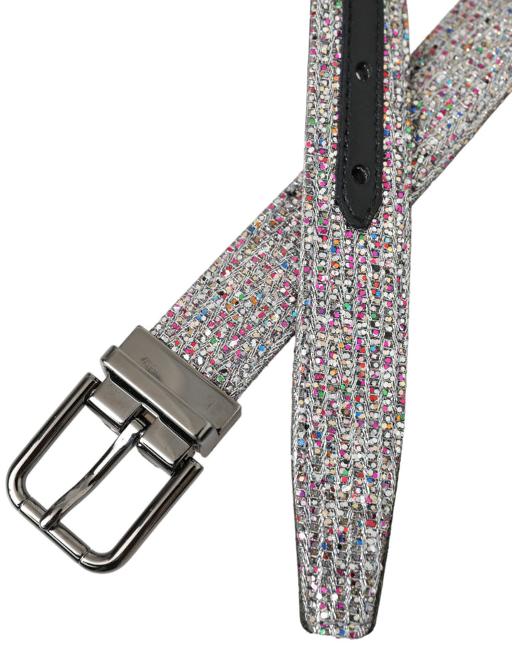 Ceinture Dolce &amp;amp; Gabbana à boucle en métal argenté ornée de motifs multicolores