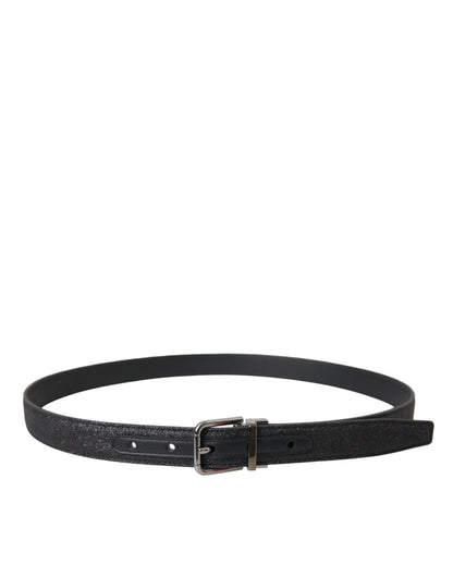 Ceinture Dolce &amp; Gabbana en cuir noir pailleté avec boucle argentée