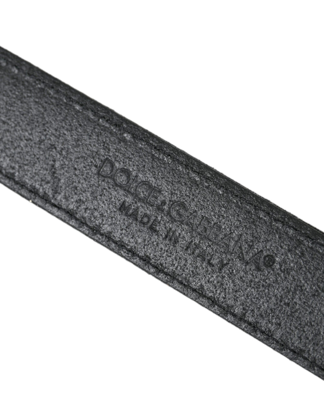 Dolce &amp; Gabbana Black Glittered Leather Silver Buckle Belt