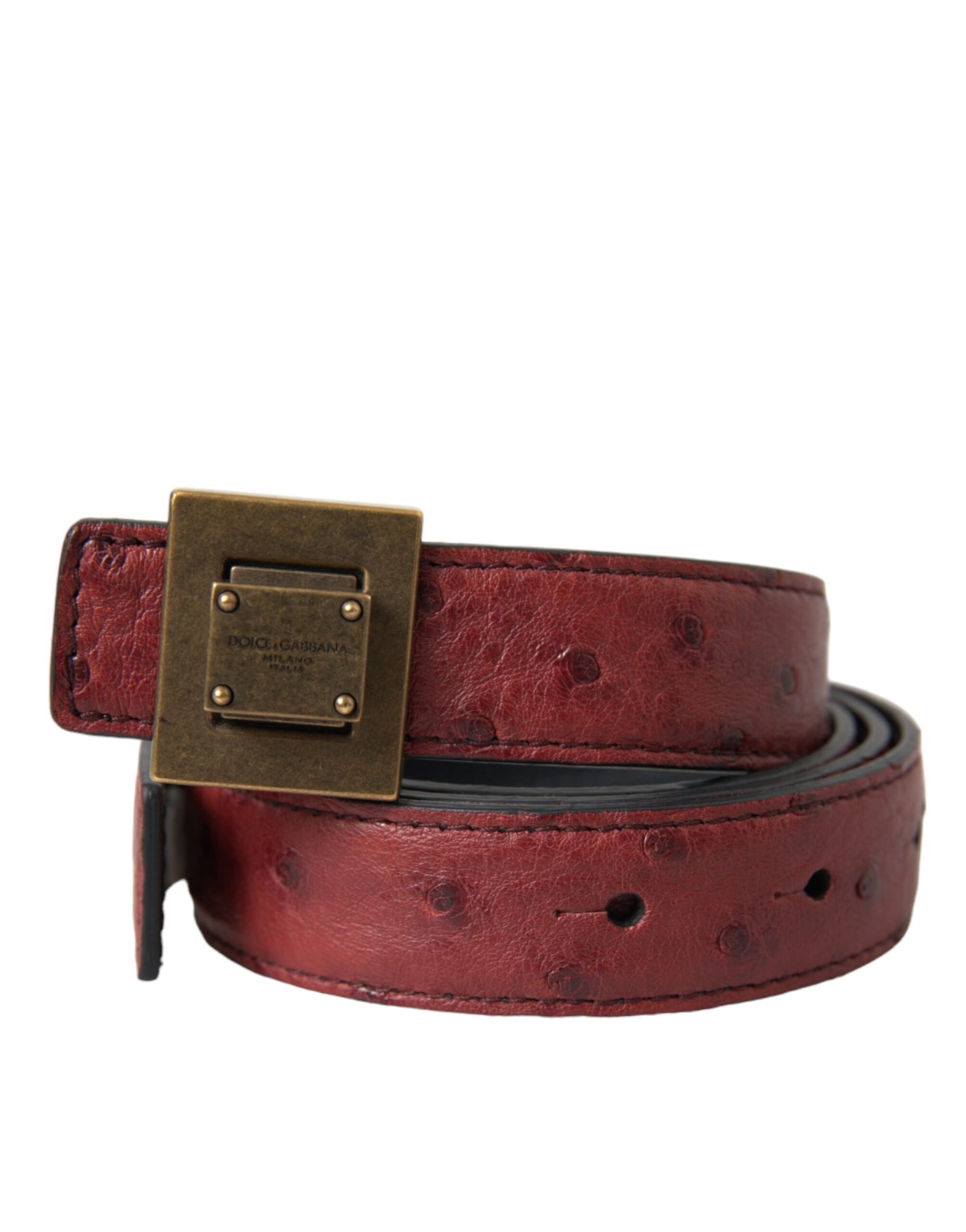 Ceinture Dolce &amp; Gabbana en cuir marron avec boucle carrée en métal