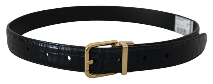 Dolce &amp; Gabbana Blue Exotic Leather Gold Metal Buckle Belt