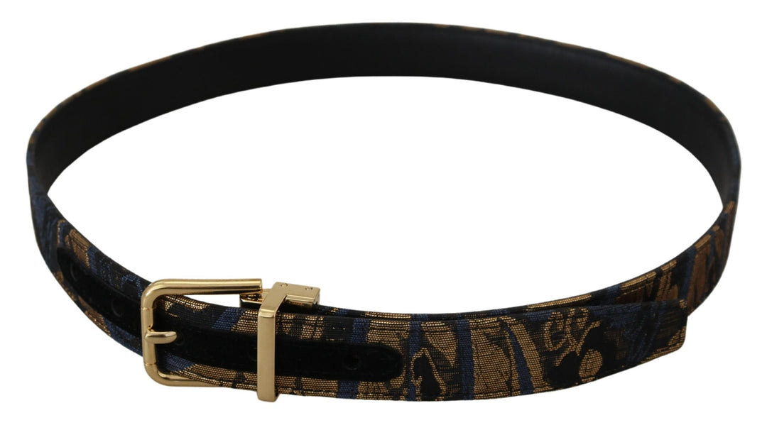 Cinturón de piel jacquard multicolor con hebilla de logotipo de Dolce &amp;amp; Gabbana