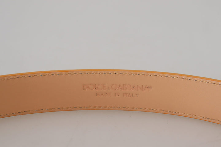 Dolce &amp; Gabbana Beige Exotic Leather Gold Metal Buckle Belt