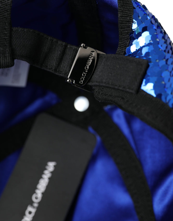 Dolce &amp; Gabbana Royal Blue Sequin Baseball Hat Men