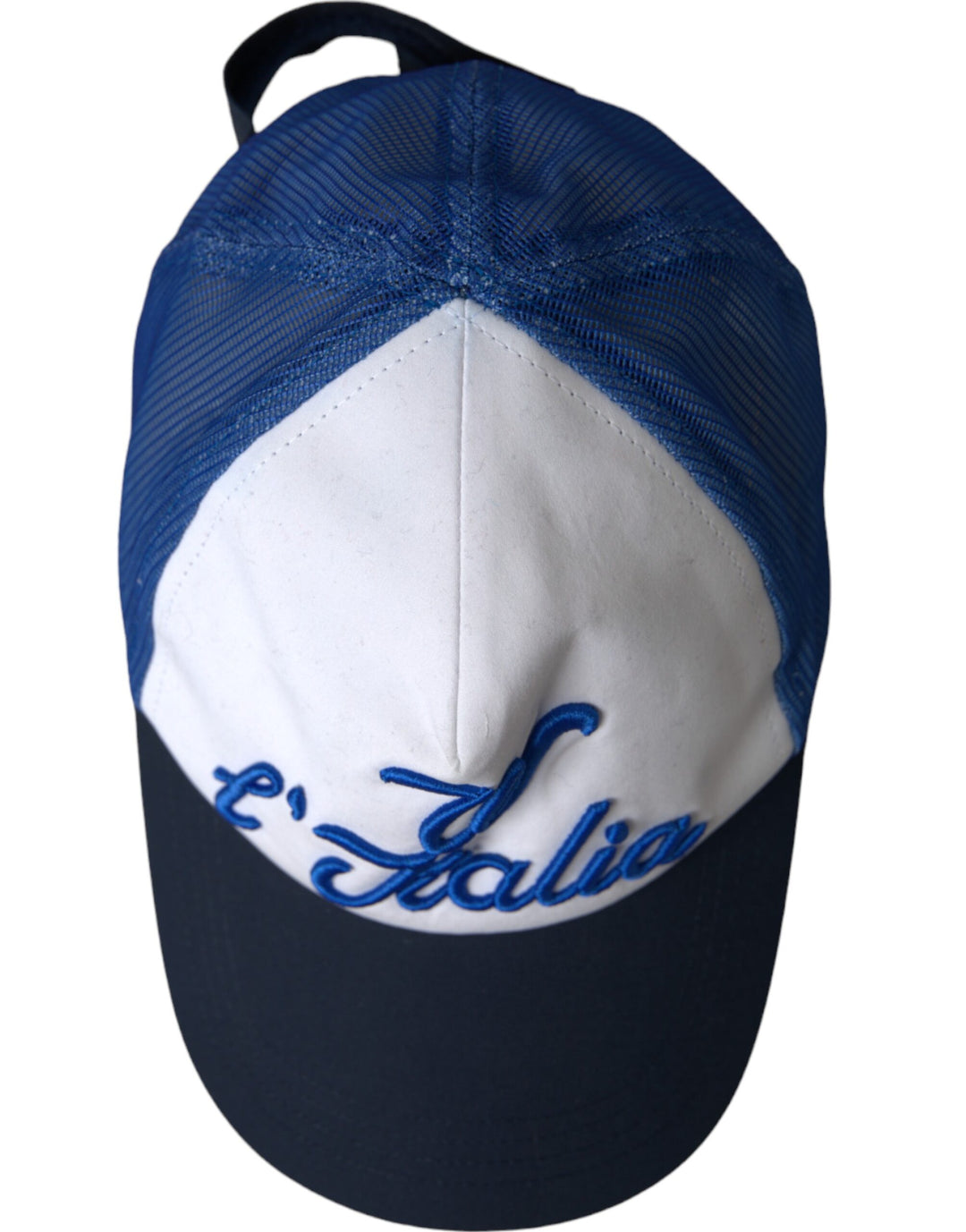 Dolce &amp; Gabbana Blue White Black Italia Mesh Baseball Hat