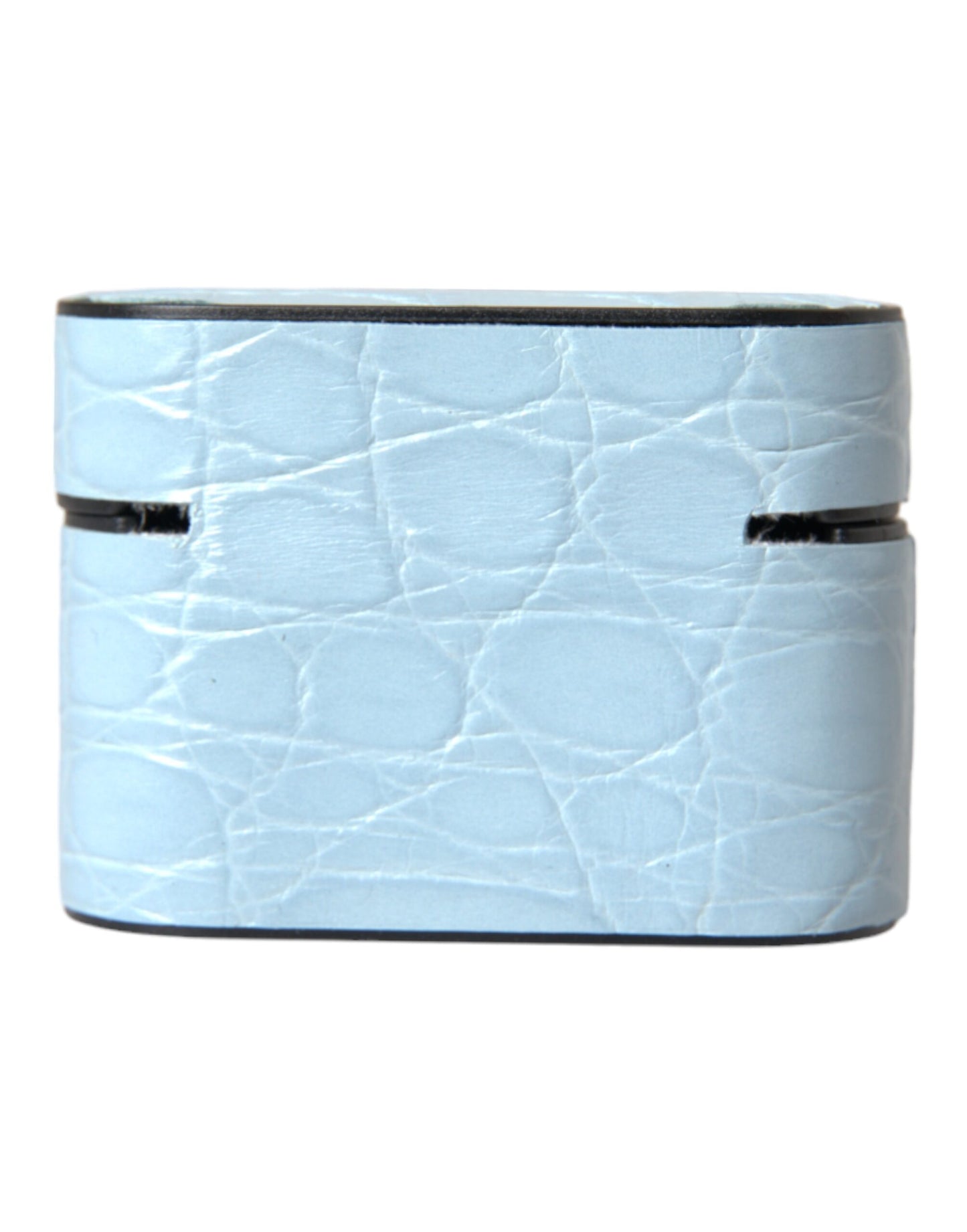 Estuche para AirPods de Dolce &amp; Gabbana de cuero azul claro con placa metálica del logotipo