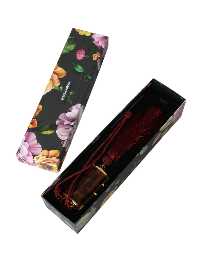 Dolce &amp; Gabbana Brown Leopard Mini Mirror Tassel Make Up Holder Bag
