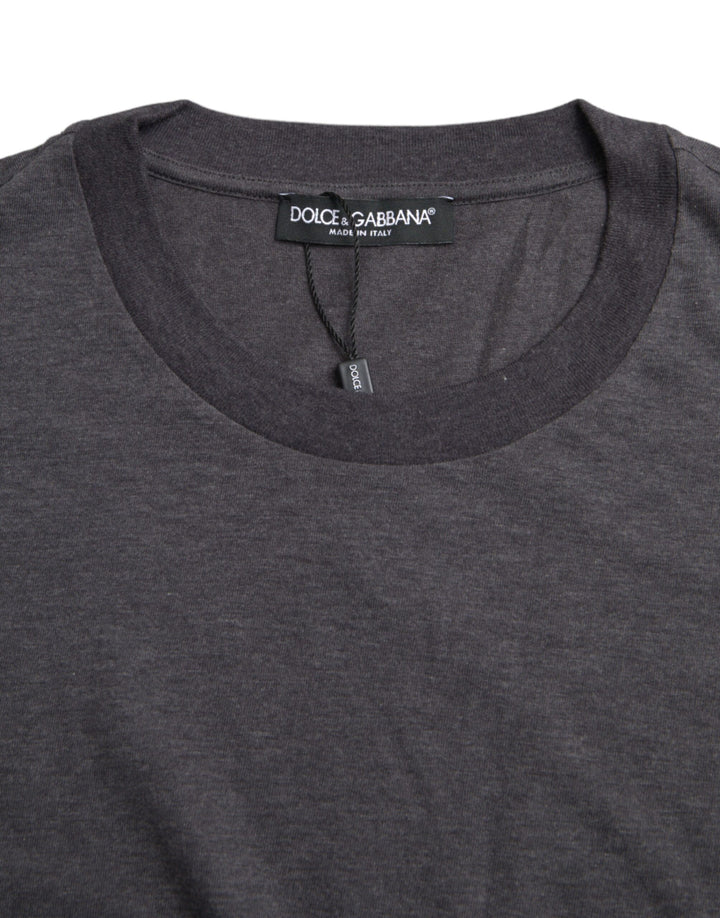 Dolce &amp; Gabbana Gray Cotton Round Neck Short Sleeve T-shirt