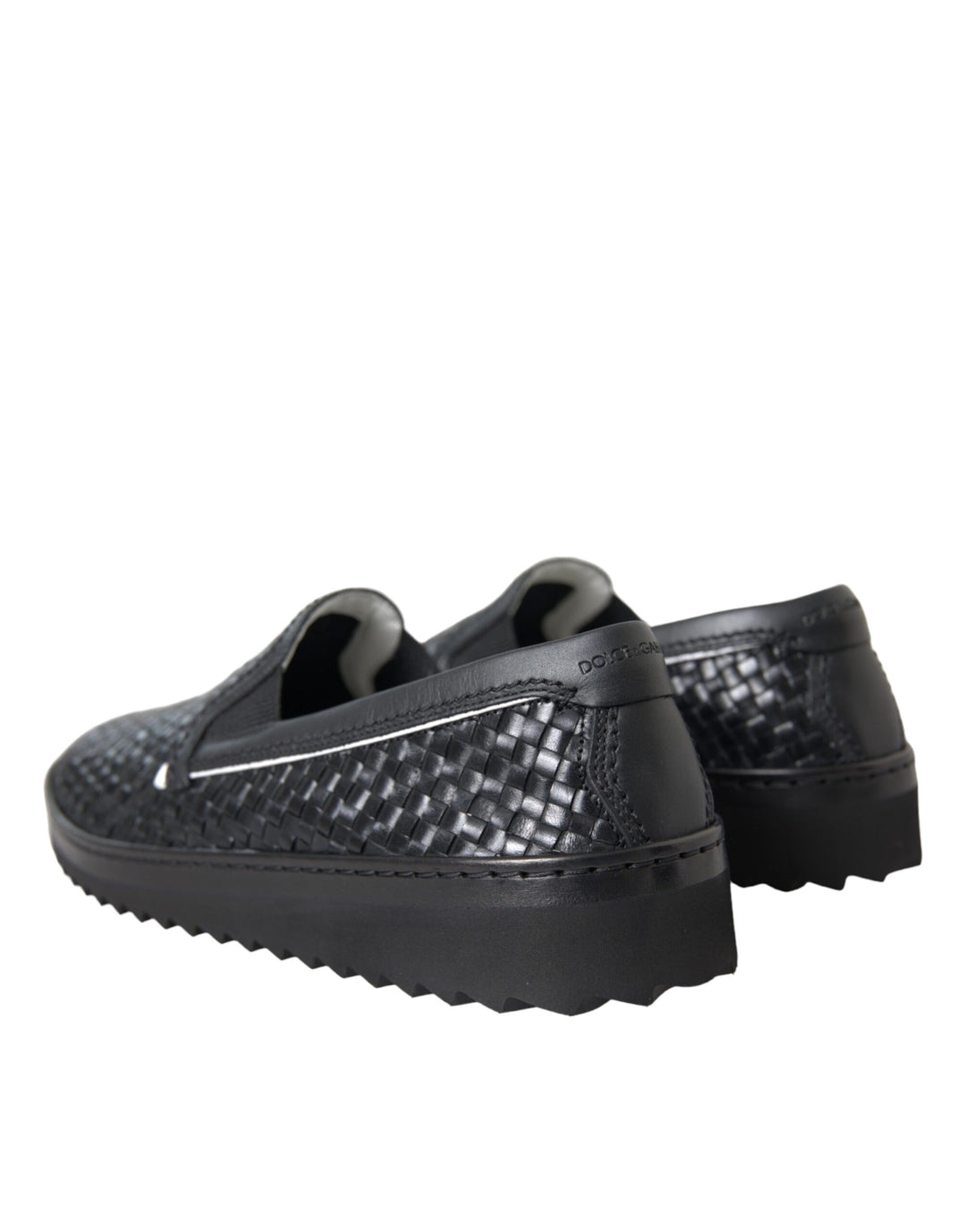 Mocasines Dolce &amp; Gabbana de piel de búfalo tejida negra para hombre