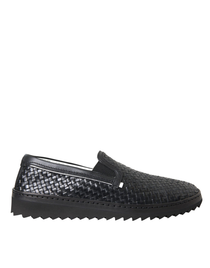 Mocasines Dolce &amp; Gabbana de piel de búfalo tejida negra para hombre