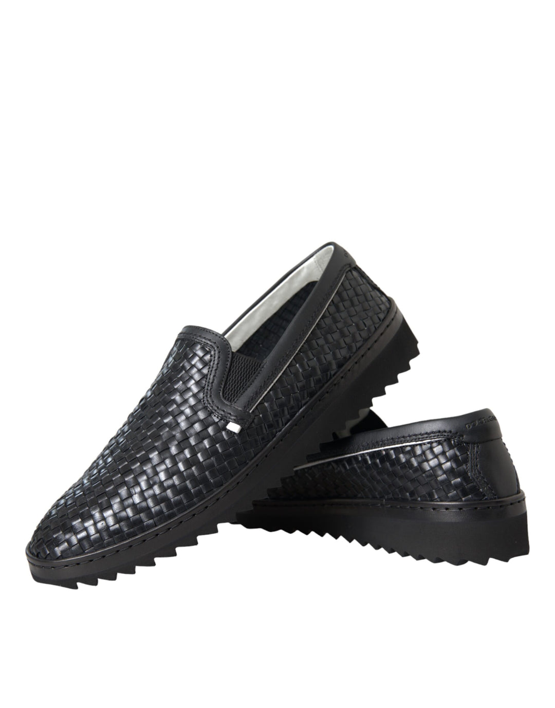 Mocasines Dolce &amp; Gabbana de piel de búfalo tejida negra para hombre