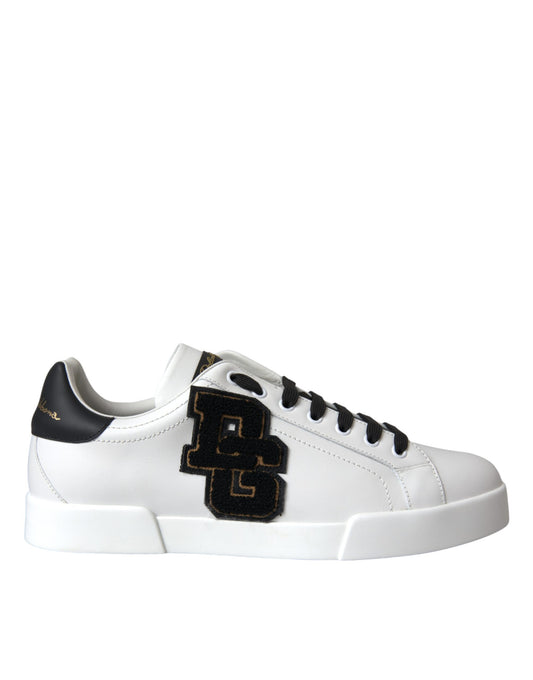 Baskets basses décontractées en cuir blanc Dolce &amp; Gabbana avec logo DG