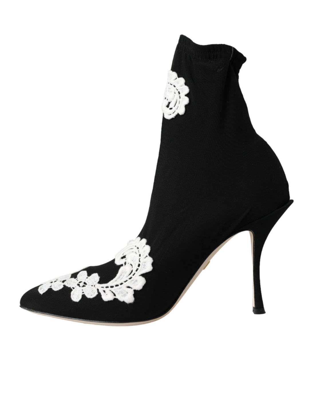 Bottines à enfiler Dolce &amp;amp; Gabbana noires et blanches brodées